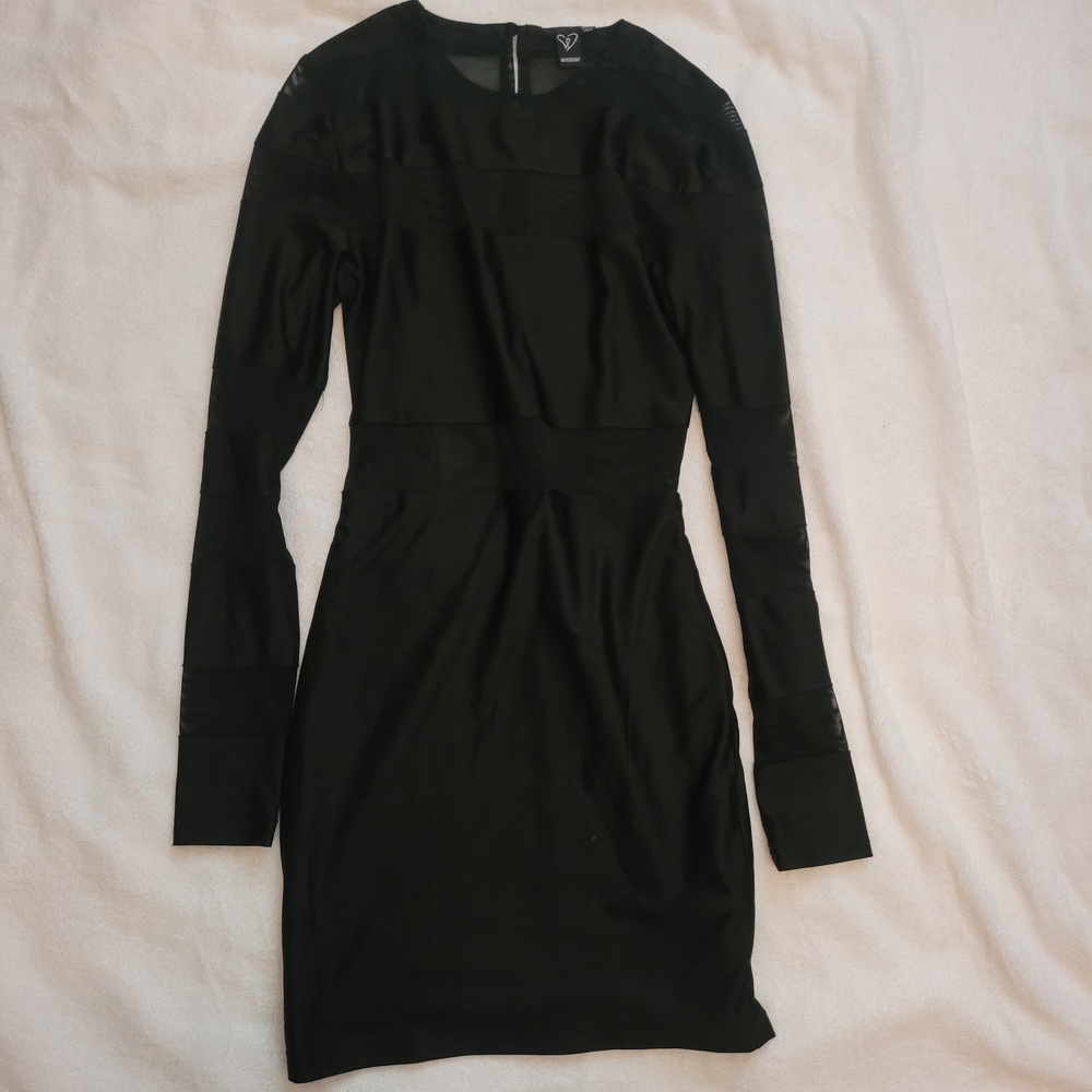 Windsor Black Sheer Panel Long Sleeve Bodycon Dress
